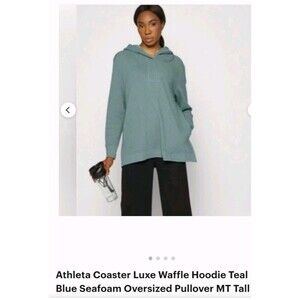 Athleta Women's Seafoam Teal Green Casual Hoodie Pullover Size S Waffle Luxe